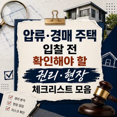 압류·경매 주택 입찰 전 확인해야 할 권리·현장 체크리스트 모음
