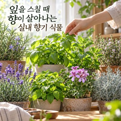 잎을 스칠 때 향이 살아나는 실내 향기 식물