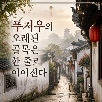 푸저우의 오래된 골목은 한 줄로 이어진다