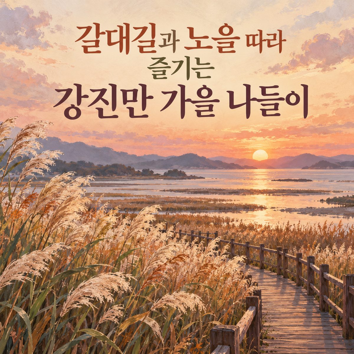갈대길과 노을 따라 즐기는 강진만 가을 나들이