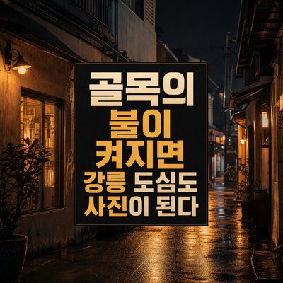 골목의 불이 켜지면 강릉 도심도 사진이 된다