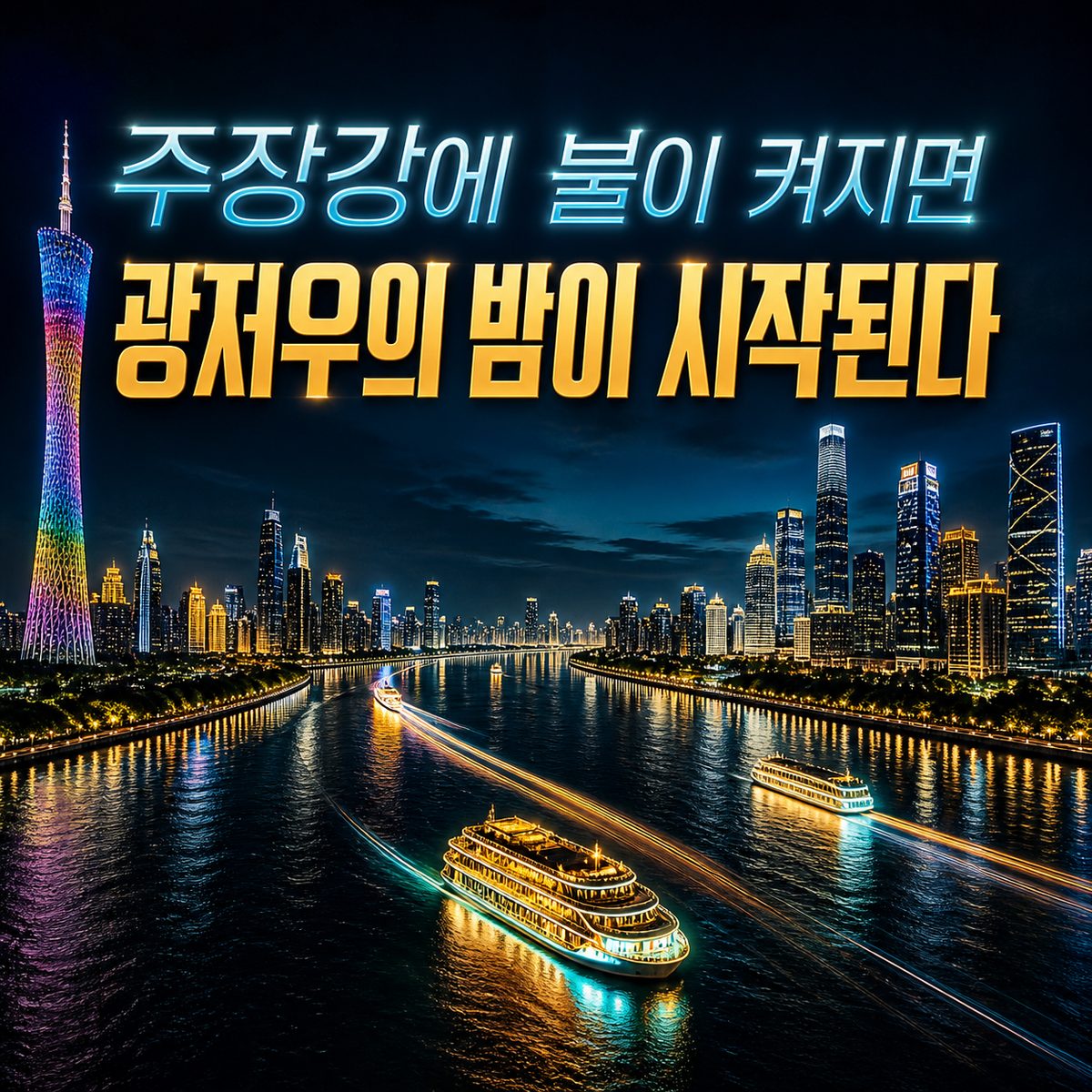 주장강에 불이 켜지면 시작되는 광저우 야경