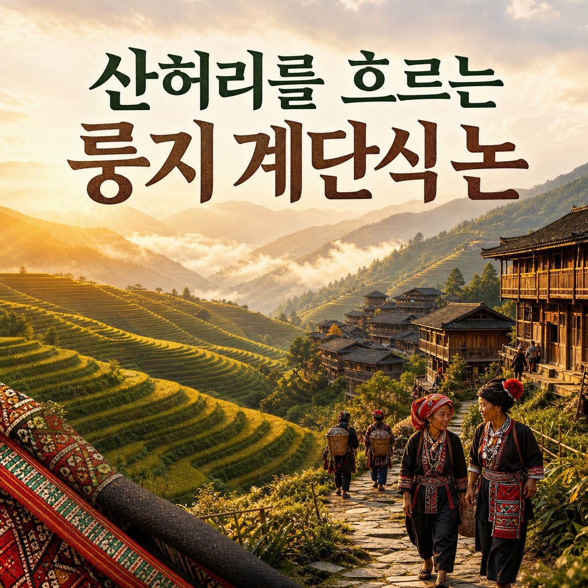 산허리를 따라 흐르는 룽지 계단식 논