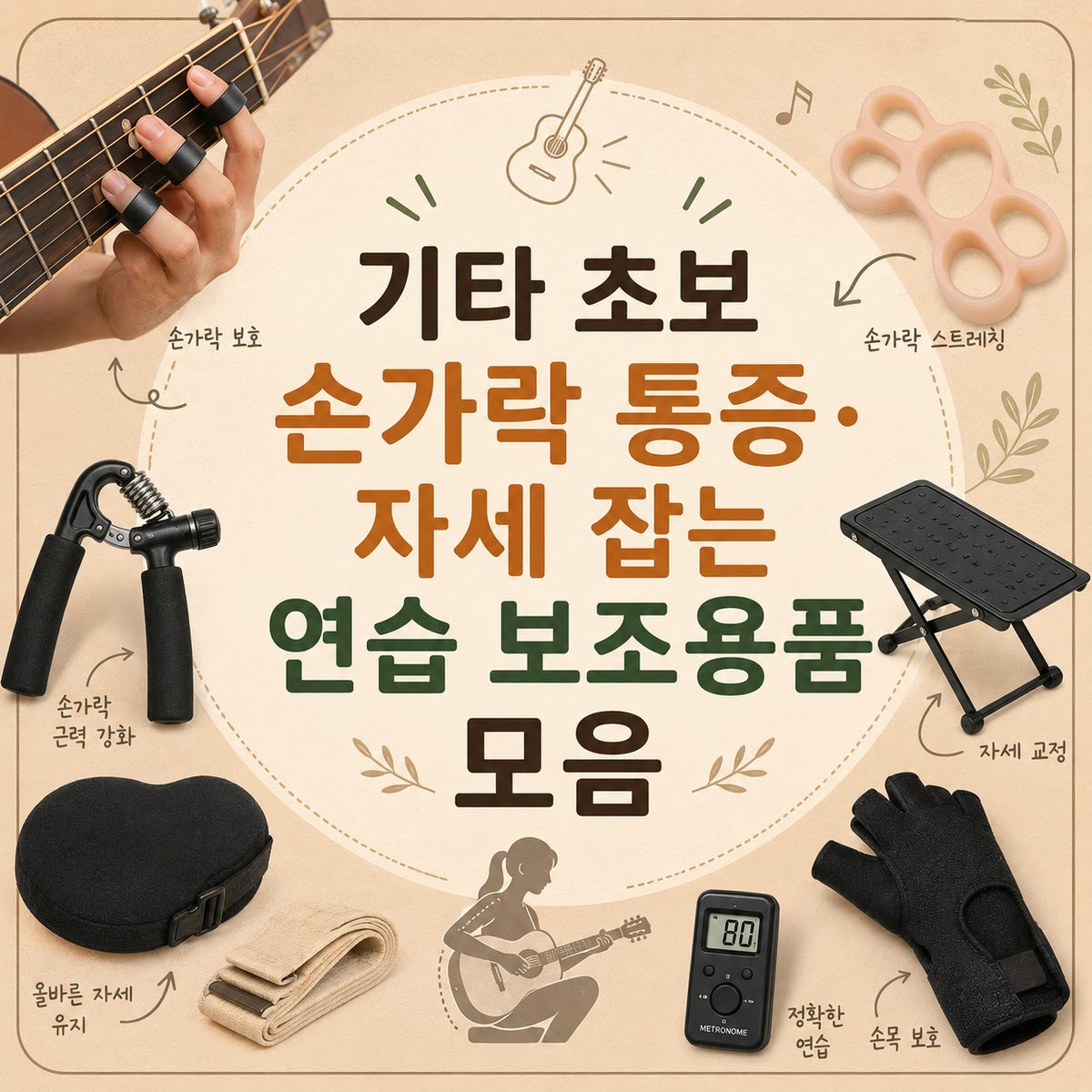 기타 초보 손가락 통증·자세 잡는 연습 보조용품 모음