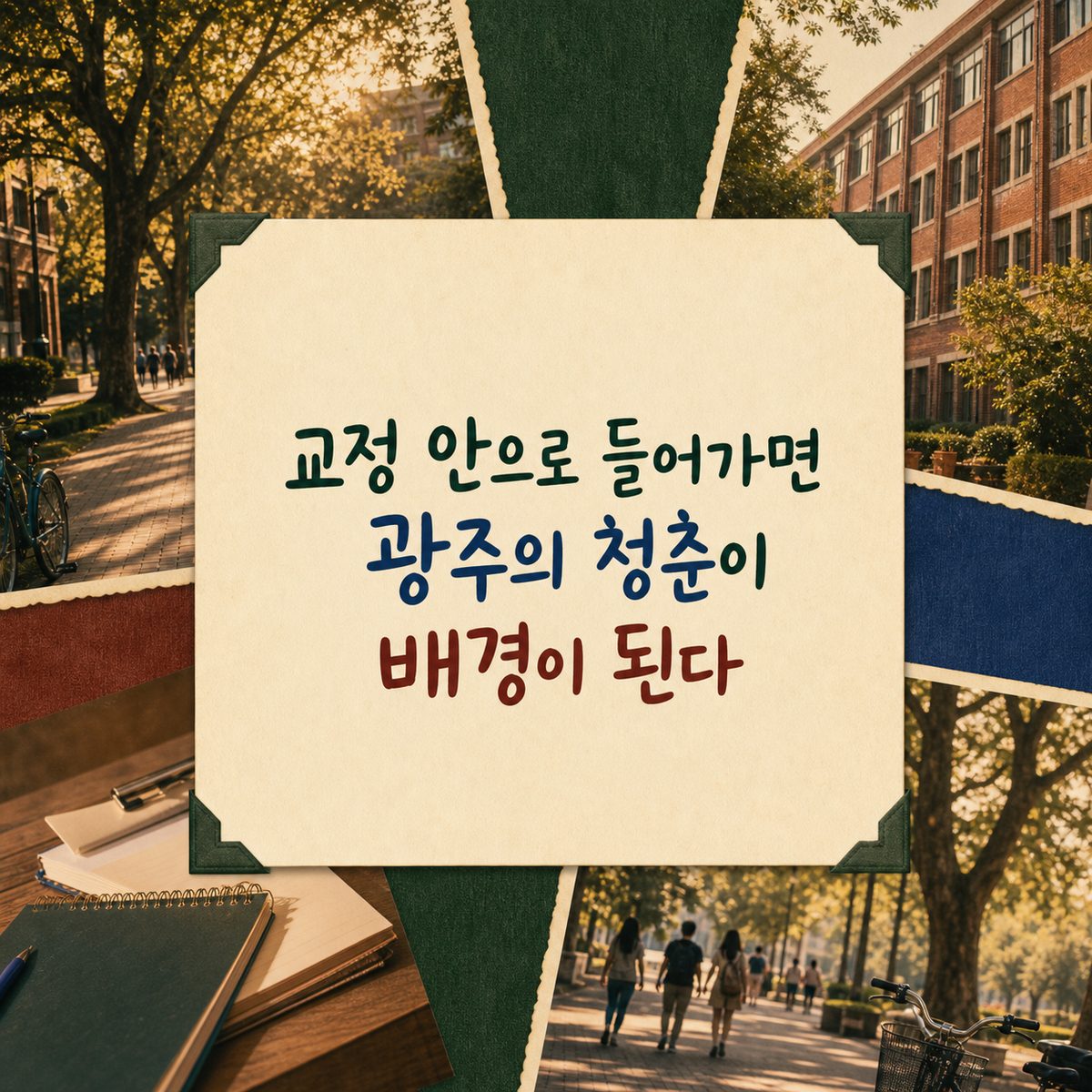 교정 안으로 들어가면 광주의 청춘이 배경이 된다