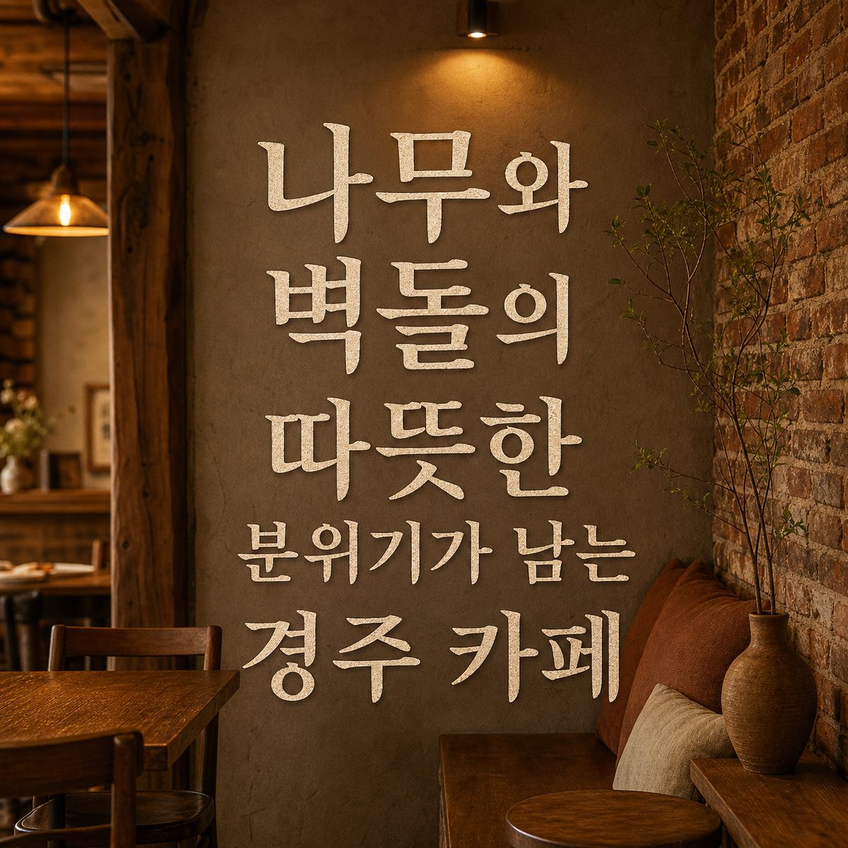나무와 벽돌의 따뜻한 분위기가 남는 경주 카페