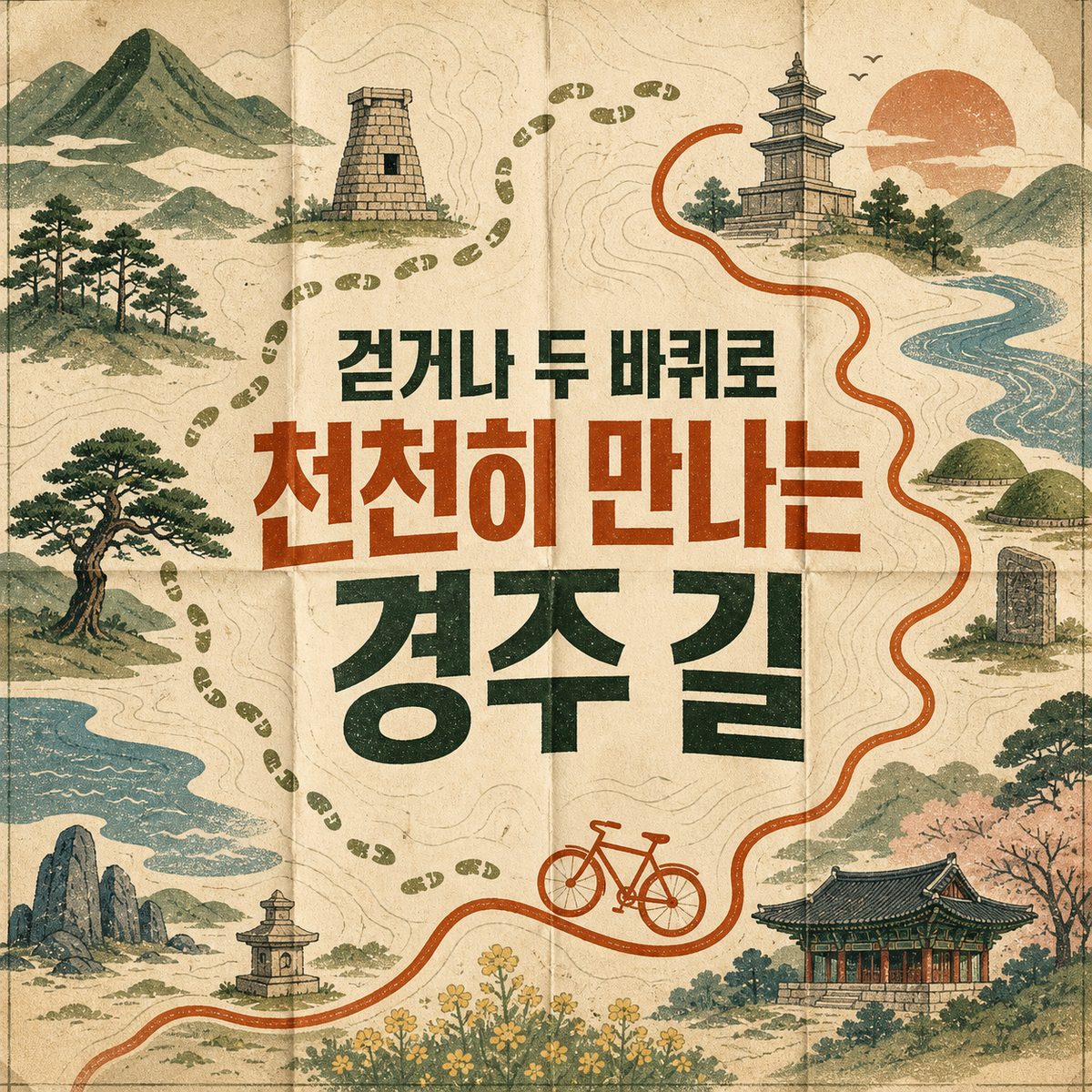 걷거나 두 바퀴로 천천히 만나는 경주 길