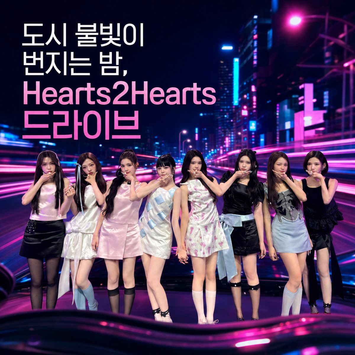 City Lights Spreading at Night: Hearts2Hearts Drive