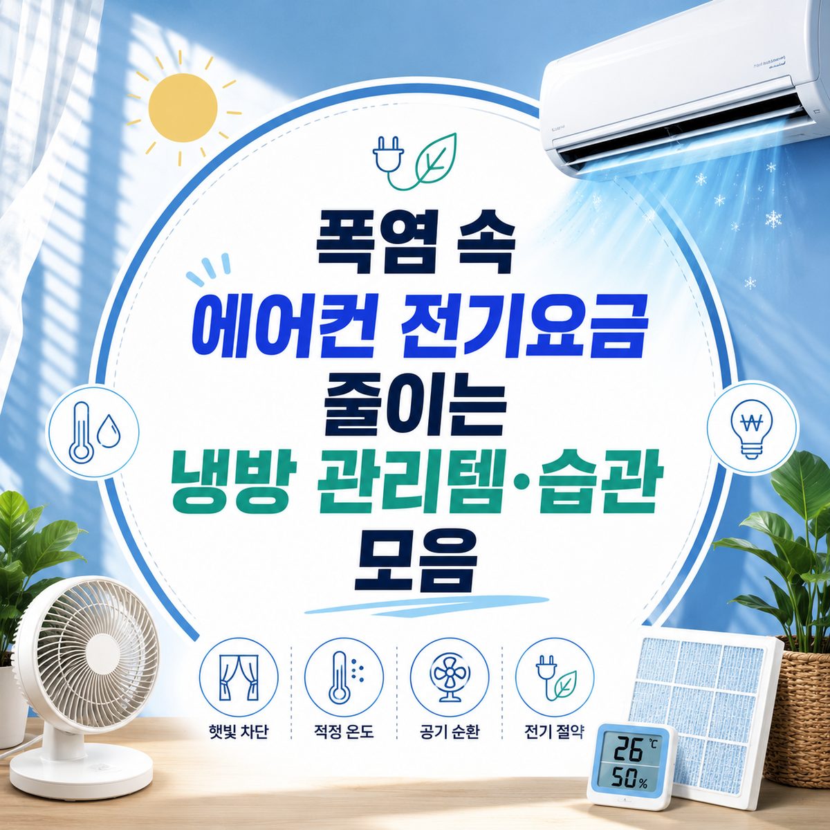 폭염 속 에어컨 전기요금 줄이는 냉방 관리템·습관 모음
