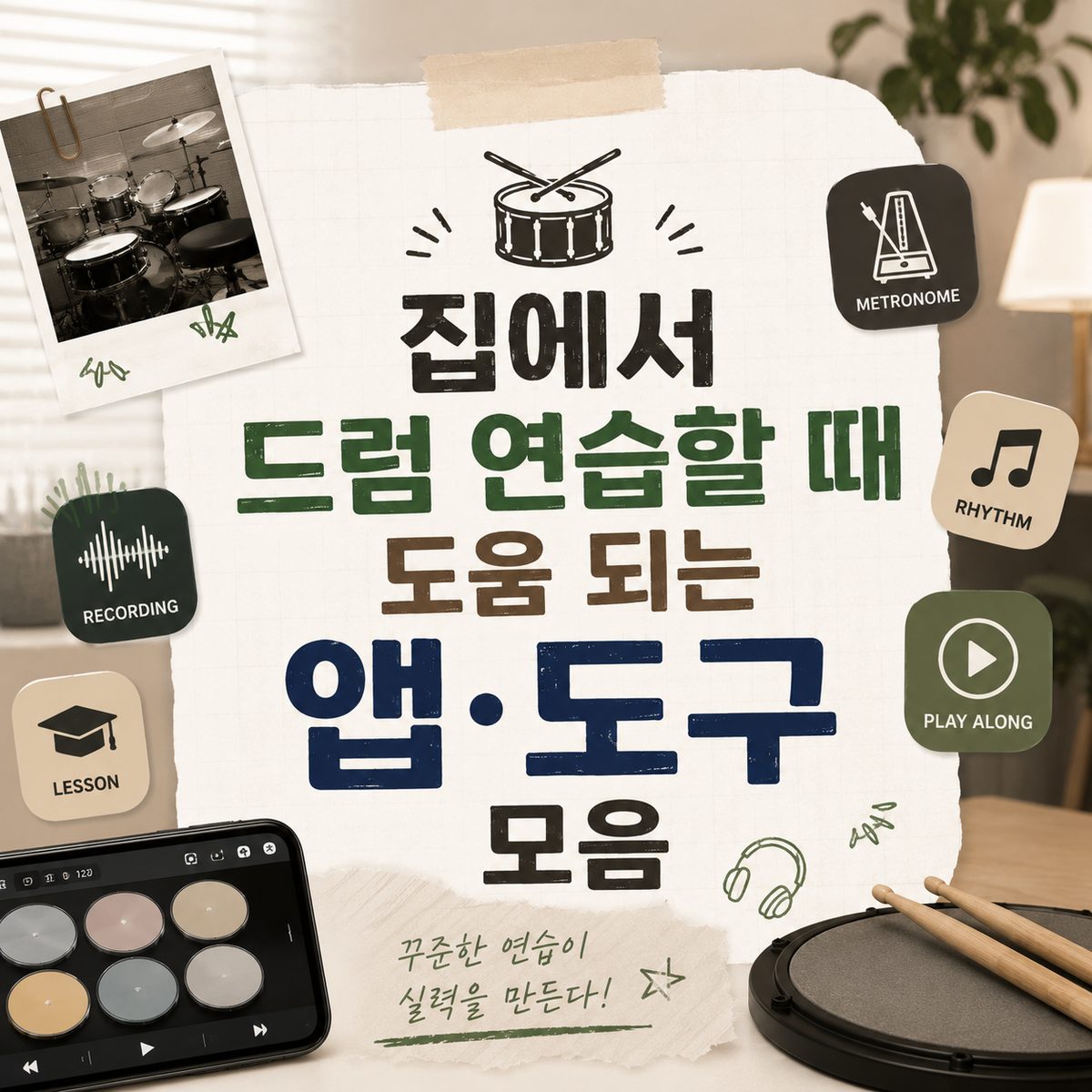 집에서 드럼 연습할 때 도움 되는 앱·도구 모음
