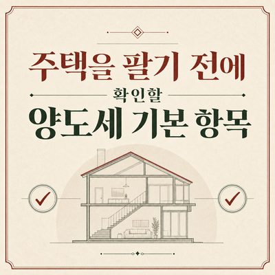 주택을 팔기 전에 확인할 양도세 기본 항목