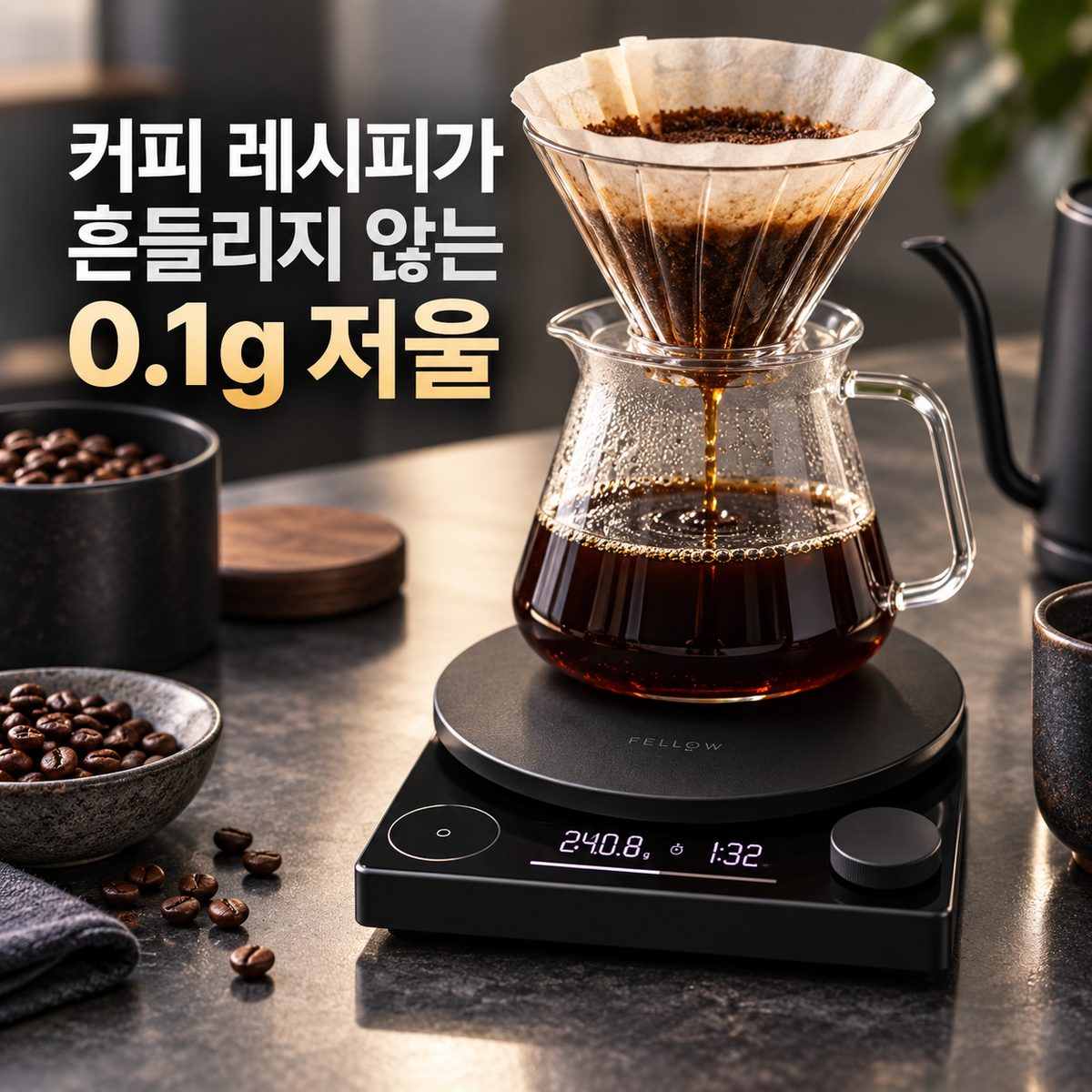 커피 레시피가 흔들리지 않는 0.1g 저울