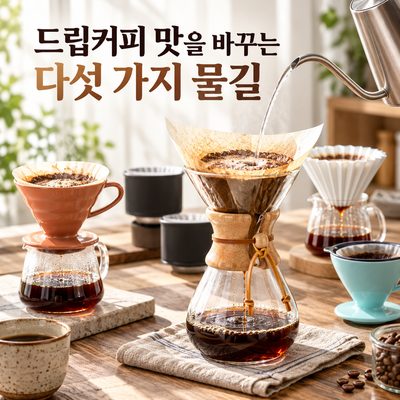 드립커피 맛을 바꾸는 다섯 가지 물길
