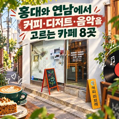 홍대와 연남에서 커피·디저트·음악을 고르는 카페 8곳