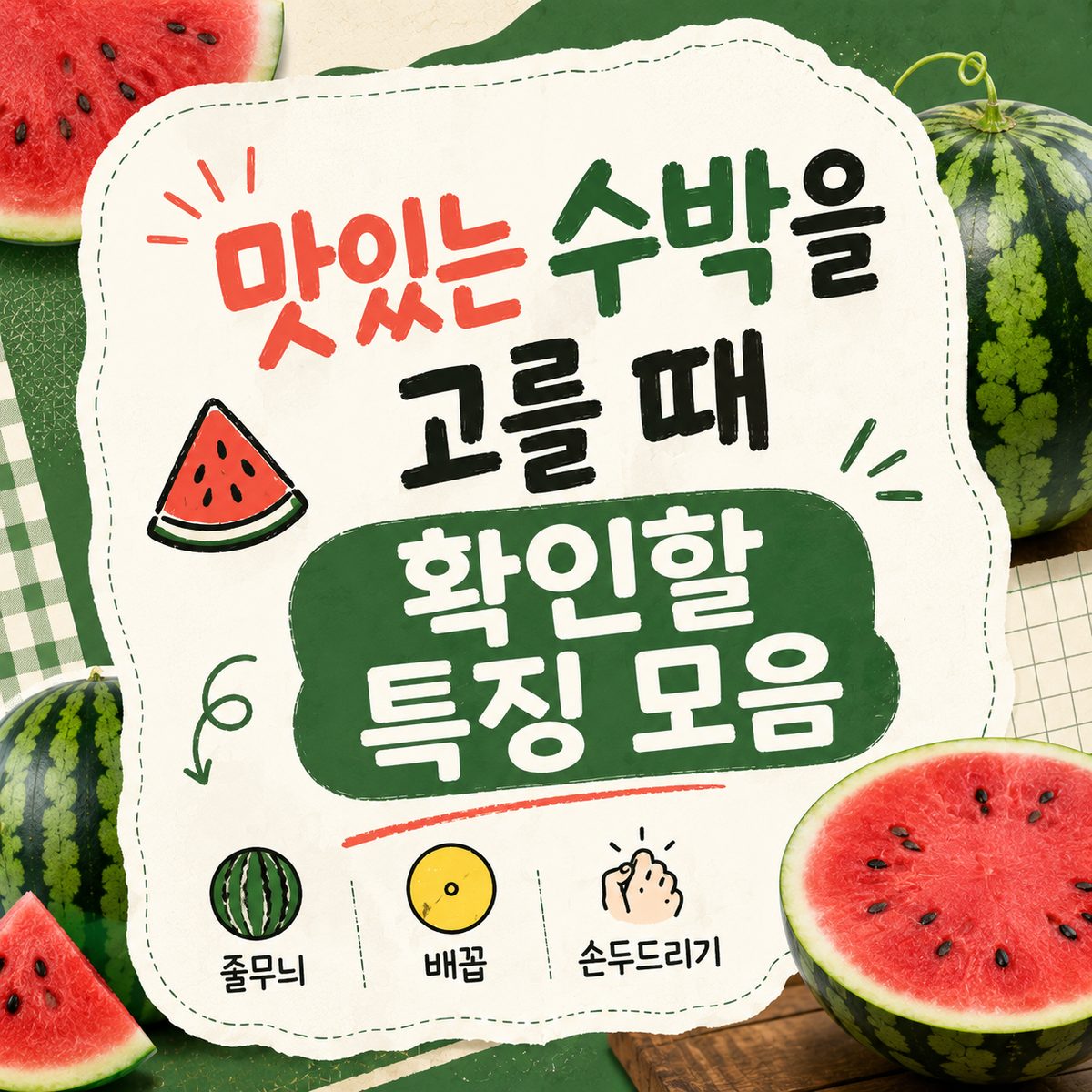 맛있는 수박을 고를 때 확인할 특징 모음
