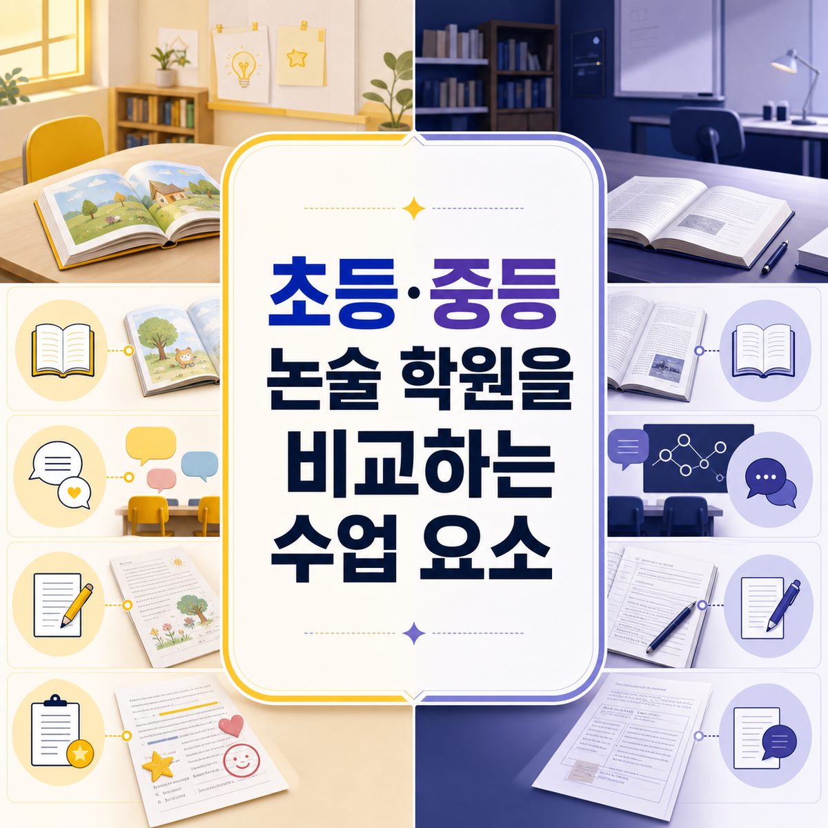 초등·중등 논술 학원을 비교하는 수업 요소
