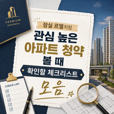 잠실 르엘처럼 관심 높은 아파트 청약 볼 때 확인할 체크리스트 모음