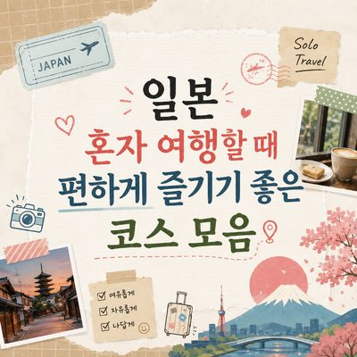 일본 혼자 여행할 때 편하게 즐기기 좋은 코스 모음