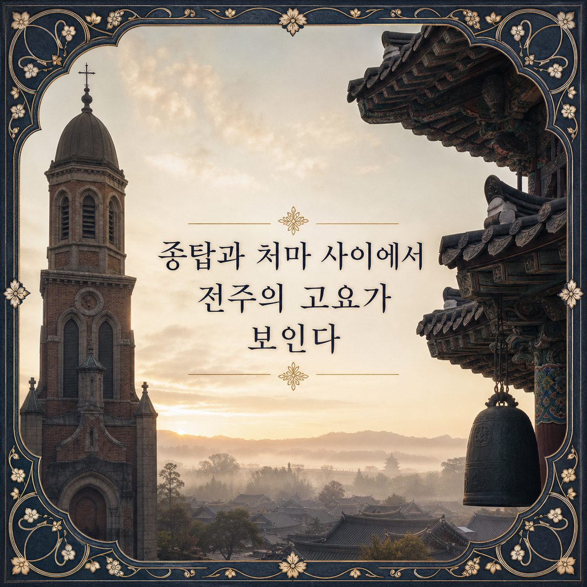 종탑과 처마 사이에서 전주의 고요가 보인다