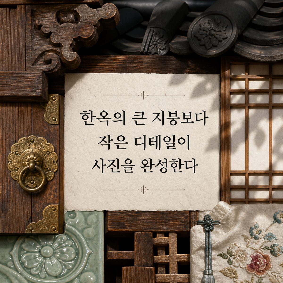 한옥의 큰 지붕보다 작은 디테일이 사진을 완성한다