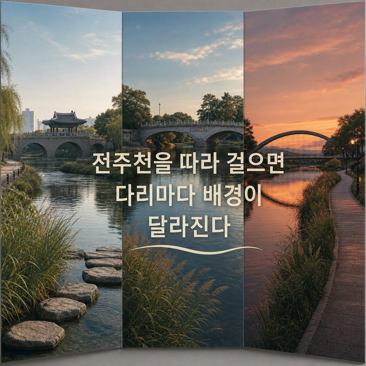 전주천을 따라 걸으면 다리마다 배경이 달라진다
