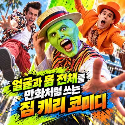 얼굴과 몸 전체를 만화처럼 쓰는 짐 캐리 코미디