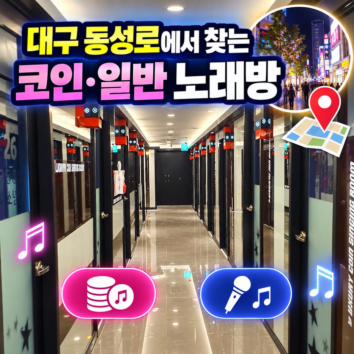 대구 동성로에서 찾는 코인·일반 노래방