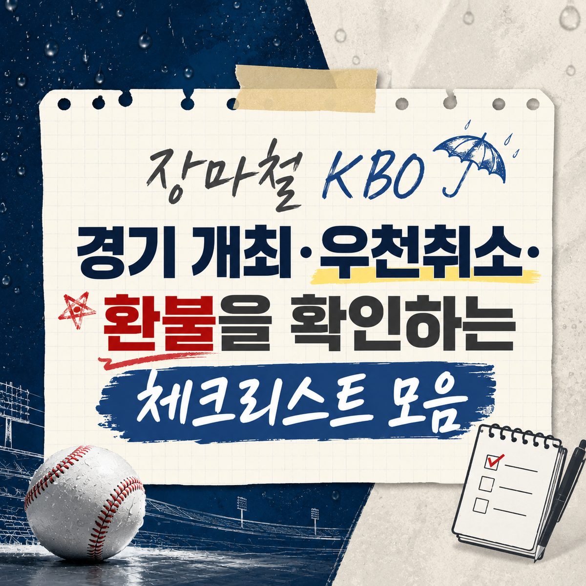 장마철 KBO 경기 개최·우천취소·환불을 확인하는 체크리스트 모음