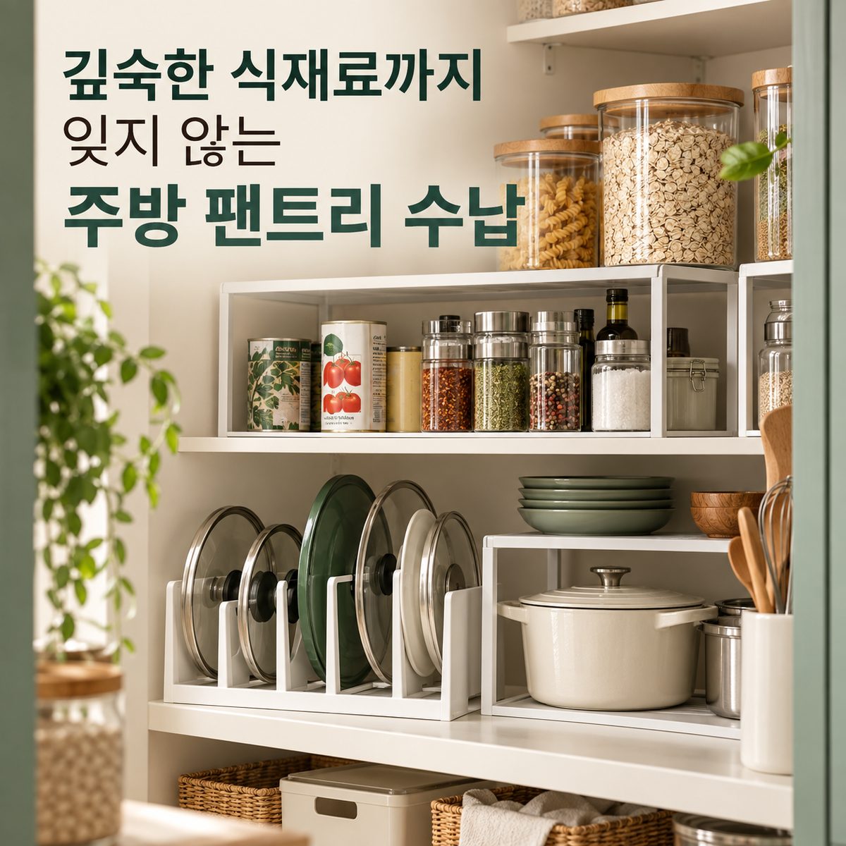 깊숙한 식재료까지 잊지 않는 주방 팬트리 수납