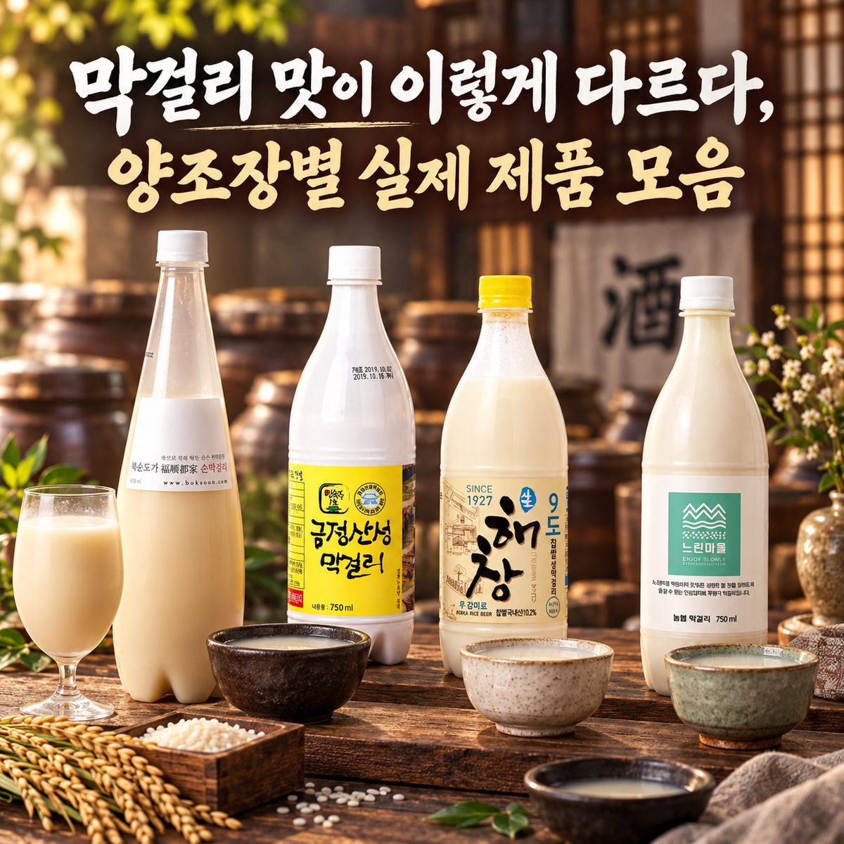 막걸리 맛이 이렇게 다르다, 양조장별 실제 제품 모음