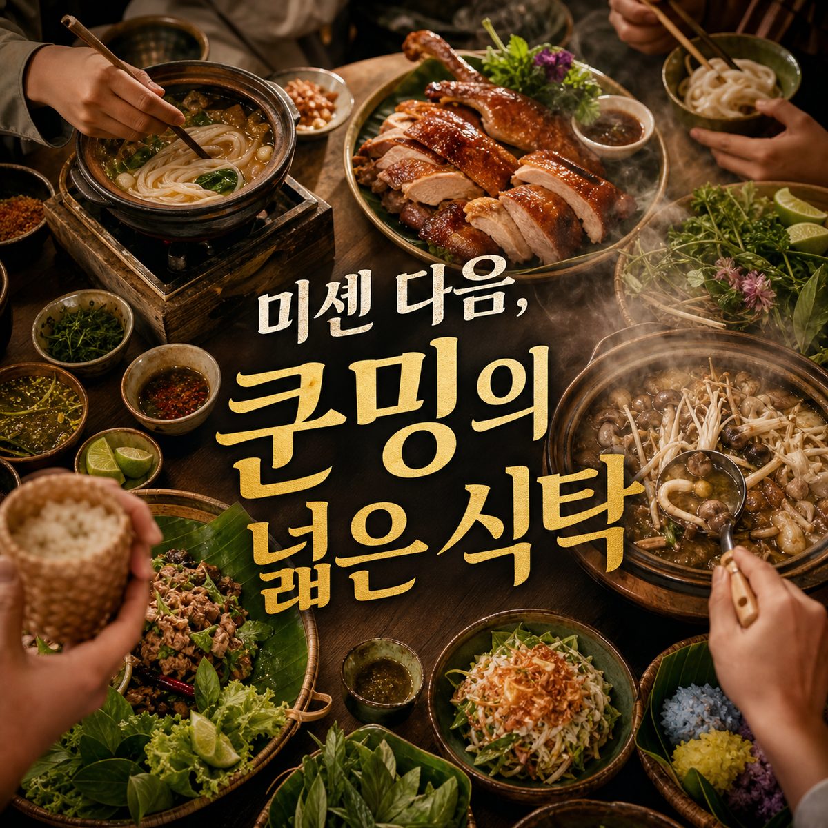 궈차오미셴 다음에 무엇을 먹을지 정해주는 쿤밍 식탁