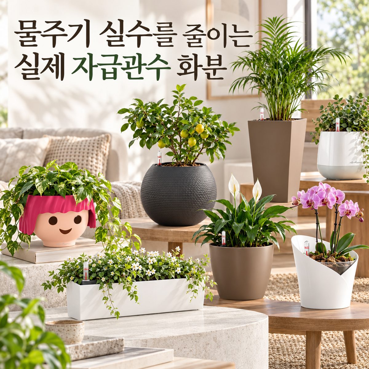 물주기 실수를 줄이는 실제 자급관수 화분