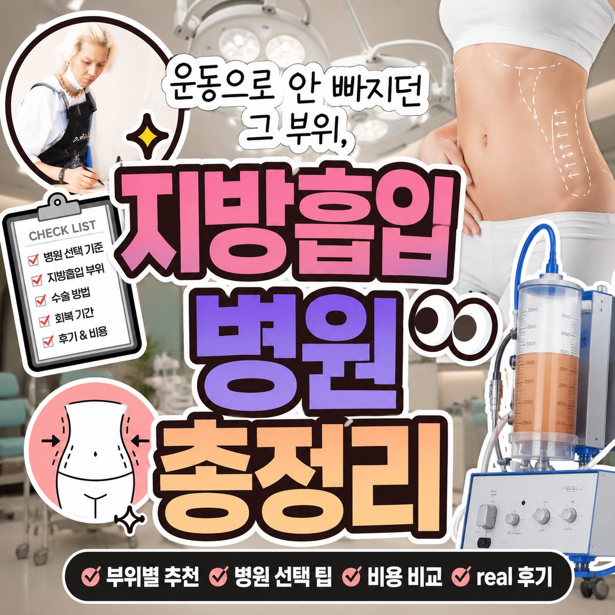 운동으로 안 빠지던 그 부위, 지방흡입 병원 총정리