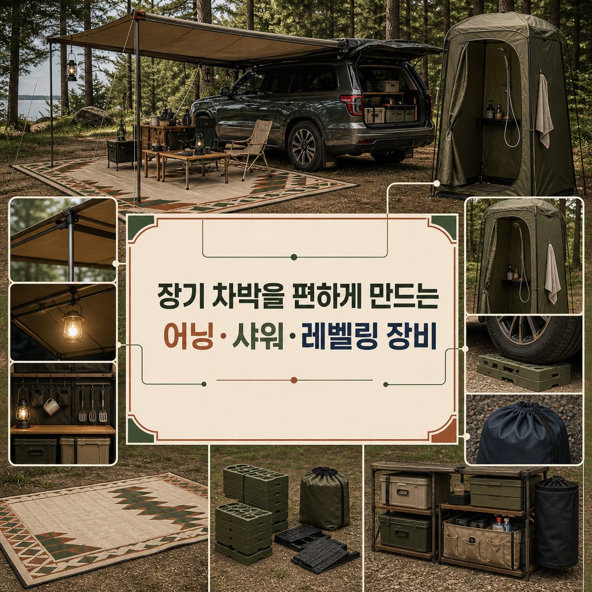 장기 차박을 편하게 만드는 어닝·샤워·레벨링 장비