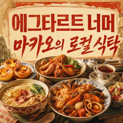에그타르트 너머에 있는 마카오의 로컬 식탁