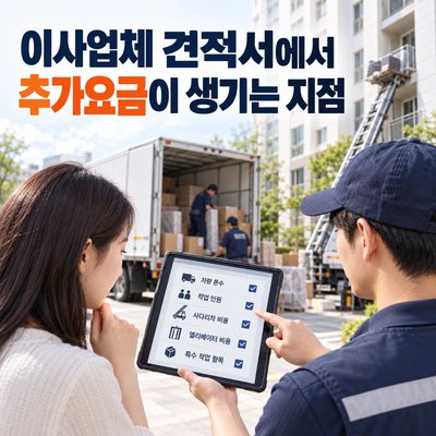 이사업체 견적서에서 추가요금이 생기는 지점