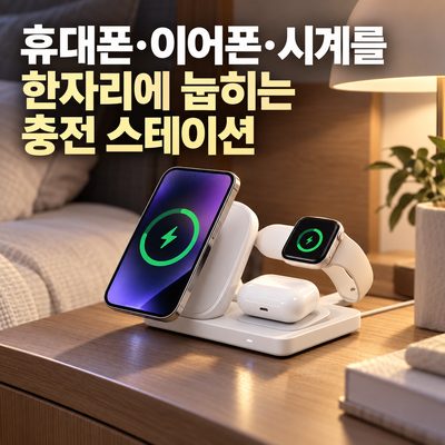 휴대폰·이어폰·시계를 한자리에 눕히는 충전 스테이션