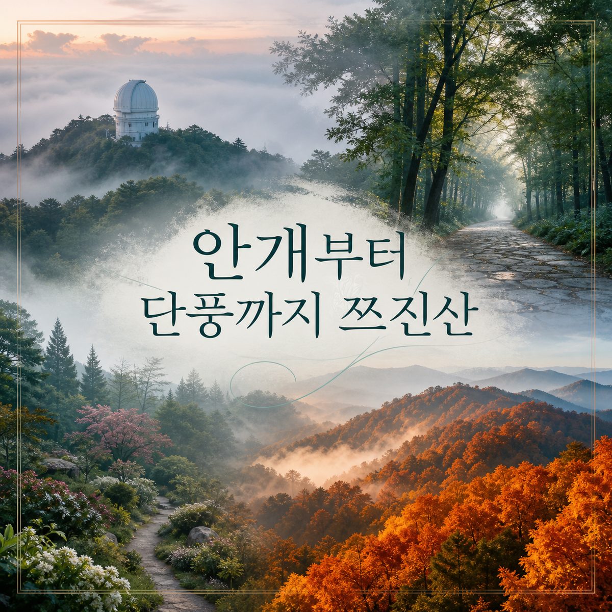 새벽 안개부터 단풍 능선까지 쯔진산
