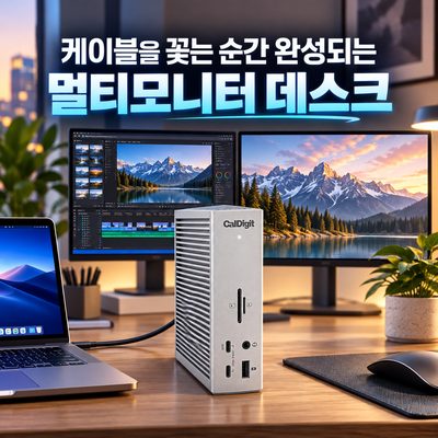 케이블을 꽂는 순간 완성되는 멀티모니터 데스크