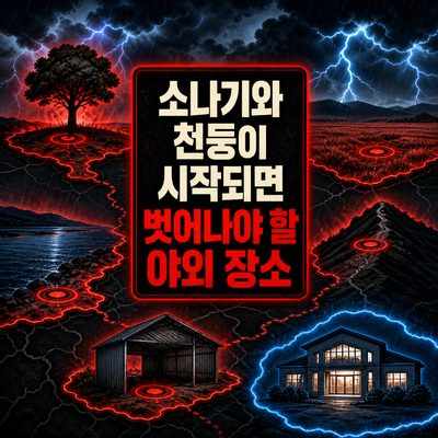 소나기와 천둥이 시작되면 벗어나야 할 야외 장소