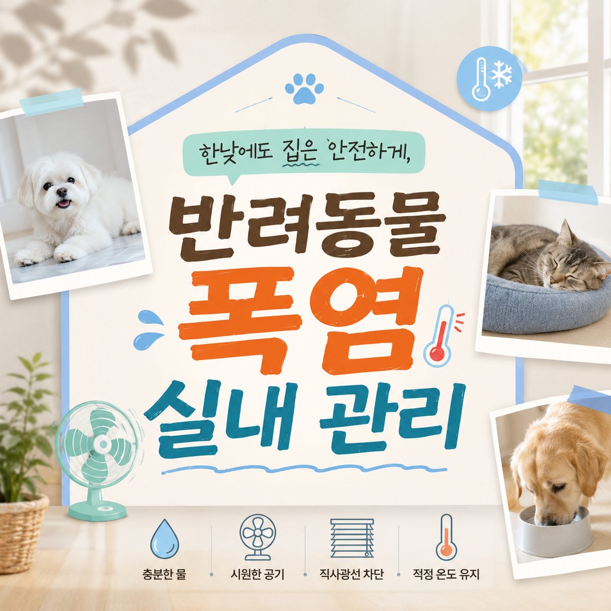 한낮에도 집은 안전하게, 반려동물 폭염 실내 관리