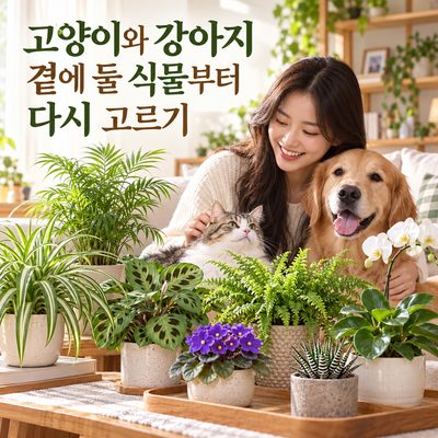 猫と犬のそばに置く植物を再選択しよう