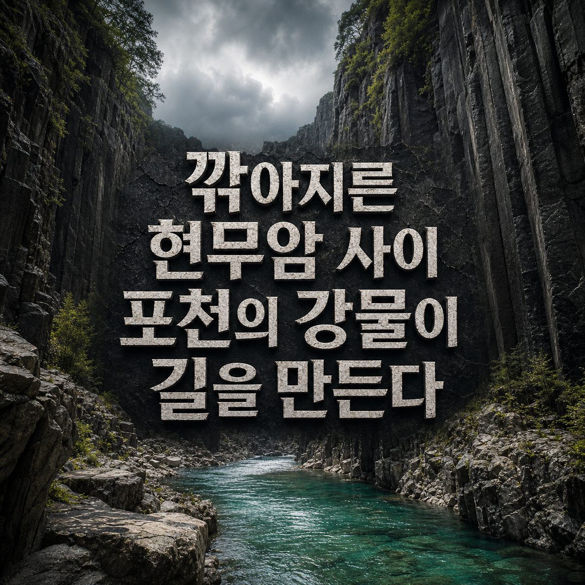 깎아지른 현무암 사이 포천의 강물이 길을 만든다