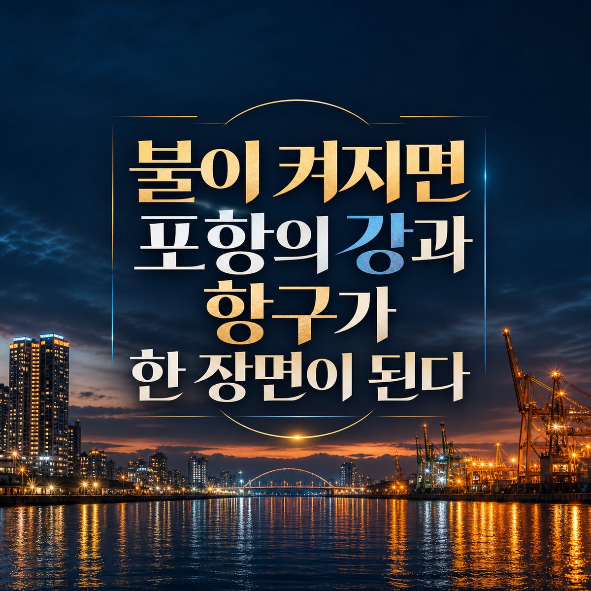 불이 켜지면 포항의 강과 항구가 한 장면이 된다