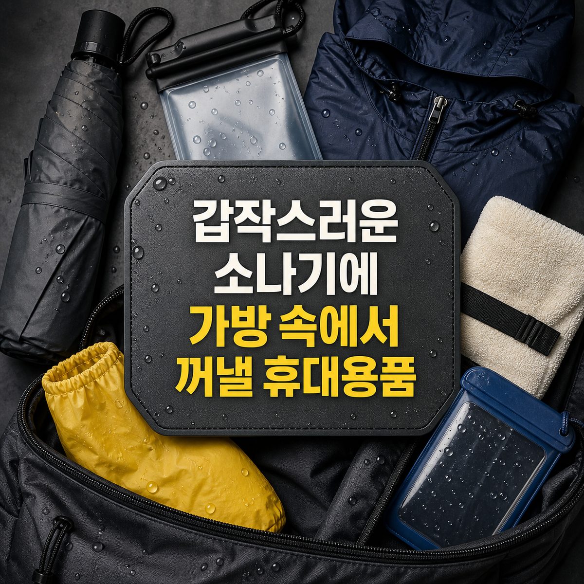 갑작스러운 소나기에 가방 속에서 꺼낼 휴대용품