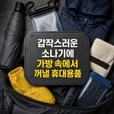 갑작스러운 소나기에 가방 속에서 꺼낼 휴대용품