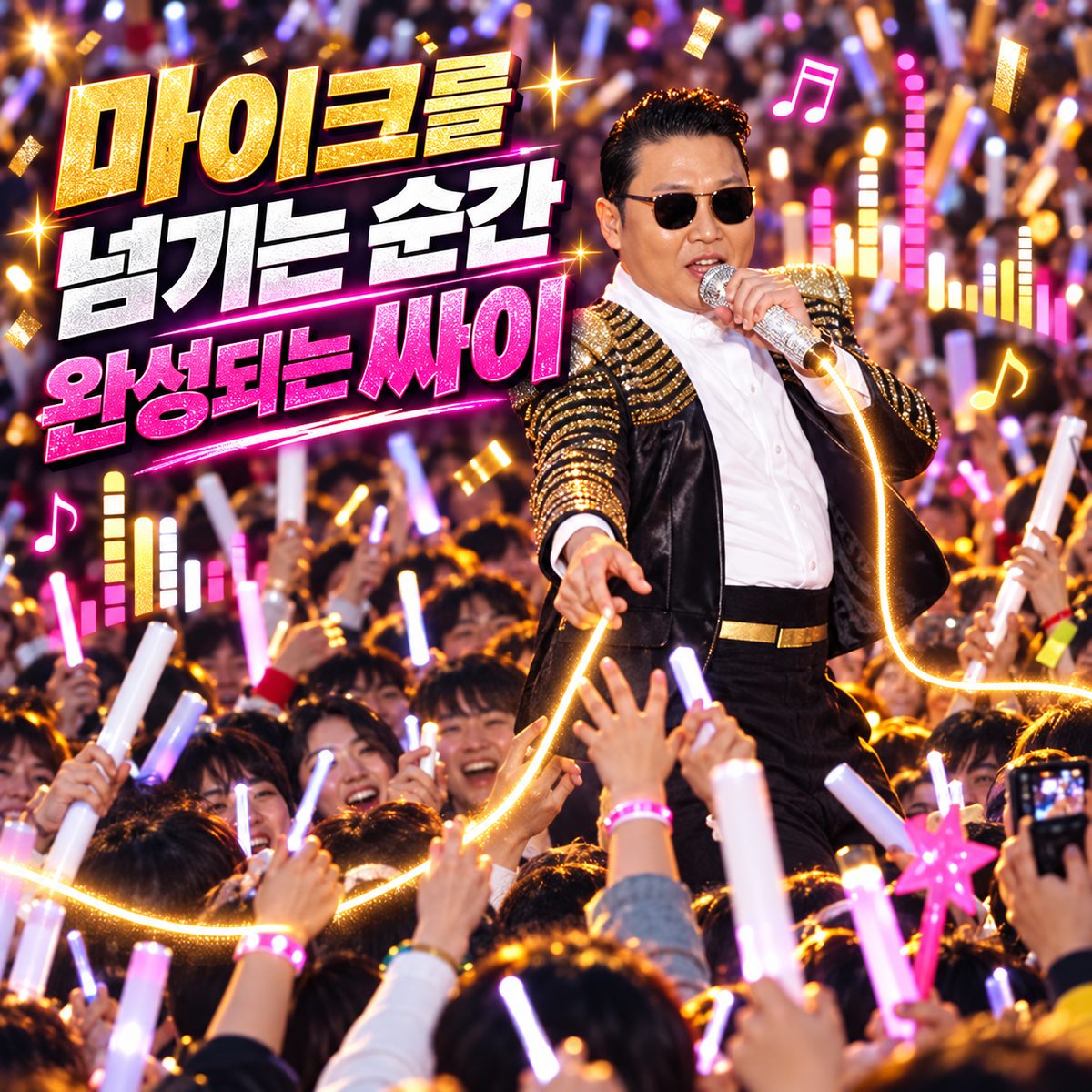 마이크를 넘기는 순간 완성되는 싸이
