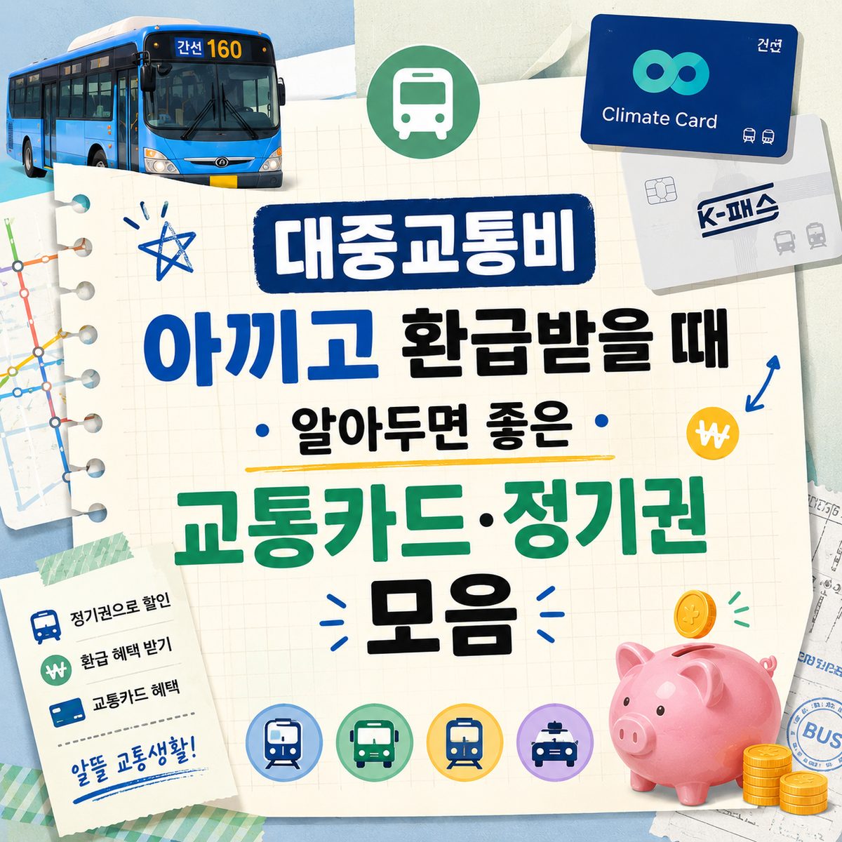 대중교통비 아끼고 환급받을 때 알아두면 좋은 교통카드·정기권 모음