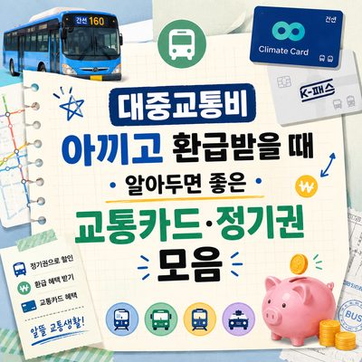 대중교통비 아끼고 환급받을 때 알아두면 좋은 교통카드·정기권 모음