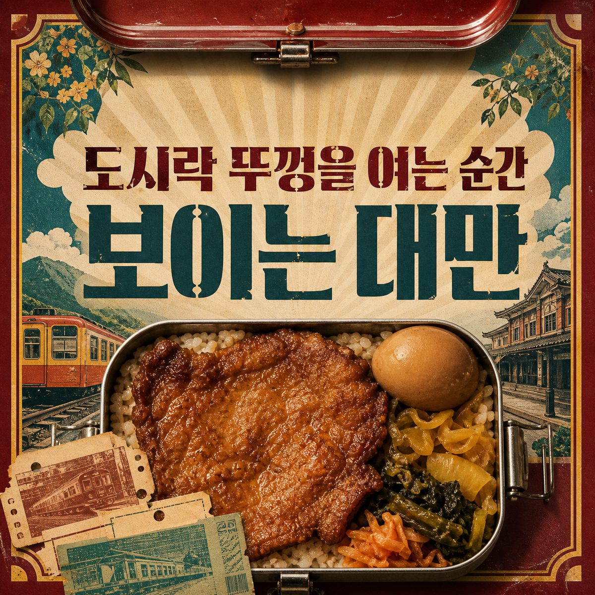 도시락 뚜껑을 여는 순간 보이는 대만